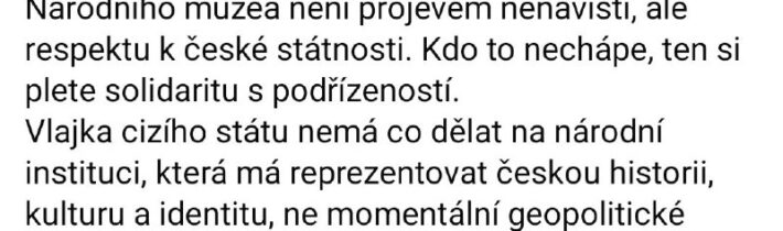 Situácia v Česku po zvesení vlajky Ukrajiny z Národného múzeaPozvite priateľov …