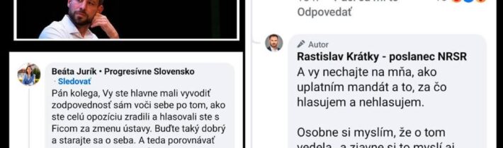 Jurík vs Krátky Ešte ani spolu nevládnu a už sa hádajú medzi sebou. @Jajka Správy post 2026-05-02 09:03:35