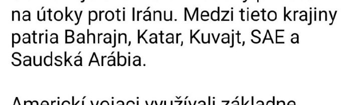 Irán tvrdí, že tieto štáty pomáhajú USA, vlády v regióne to však odmietajú.Niek…