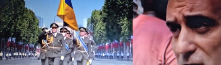 „VYKOPNĚTE JE PRYČ!“: Francouzi protestují proti přítomnosti ukrajinských vojáků v Den pádu Bastily.