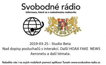 2019-03-25 – Studio Beta – Nad dopisy posluchačů s interakcí. Další HOAX FAKE NEWS