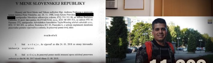 Verdikt: Výpoveď je neplatná! Pracovný spor Várady vs Slovaktual ešte nekončí #11.209
