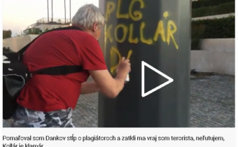 Pomaľoval som Dankov stĺp, že sú plagiátori s Kollárom a Krištúfkovou, zatkli ma + Video (juliuskovacs1)