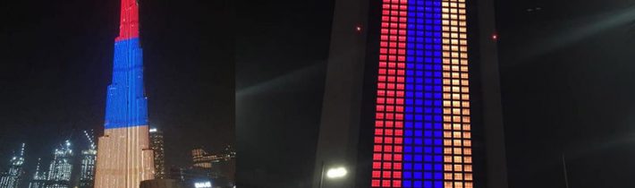 Nečakané gesto: Dubajský mrakodrap včera svietil farbami Československa. Slovensko a Česko si pripomínajú výročie vzniku prvej Československej republiky. Pri tejto príležitosti nám zagratulovali aj z ďalekých Spojených arabských emirátov
