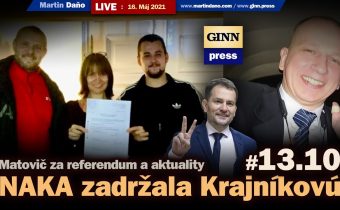 Live: Matovič za referendum, NAKA zadržala Krajníkovú a aktuality.  #md13x10