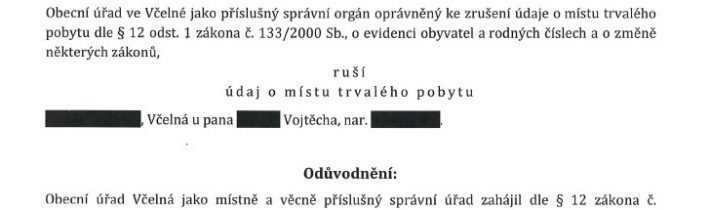 Petice na podporu Františka Mareše ve zrušení trvalého bydliště ministra Adama Vojtěcha