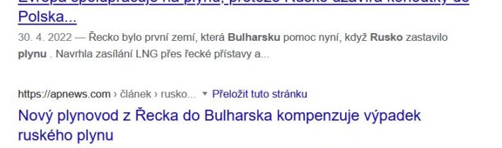 Flash-Reuters:Bulharsko prohlásilo, že rozhovory o znovuobnovení dodávek ruského plynu do země jsou nevyhnutelné“