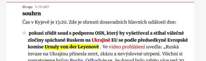 Flash -v.d. Leyenová o ukrajinských ztrátách