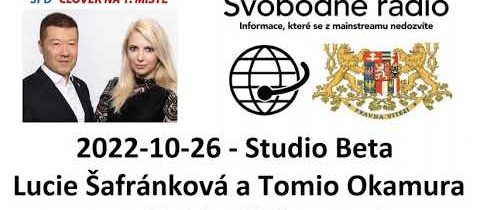 2022-10-26 – Studio Beta –  Lucie Šafránková a Tomio Okamura o sociálních záležitostech.