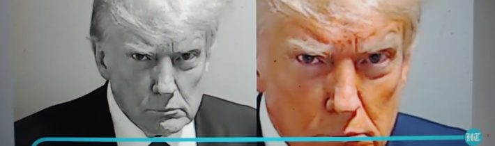 Trumpova policejní fotografie po uvěznění – historicky první ze všech bývalých prezidentů USA;…