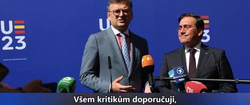VIDEO: Držte hubu a přijeďte na Ukrajinu osvobodit 1 centimetr čtvereční. Ukrajinský ministr zahraničí Dmytro Kuleba se na rozdíl od návštěvy v Praze dočkal ve španělském Toledu chladného přijetí a vyslechl si stížnosti na selh