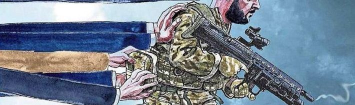 Vládní kolaboranti zatahují národ do nesmyslné války, která se nás v ničem netýká. ~ NESPOKOJENÝ