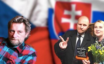 VIDEO: „Slovákům a dezolé vstup zakázán,“ ukazuje Naď v spoločnej fotografii s českou ministerkou obrany Černochovou. „Čo za nacistickú kreatúru to máte vo vláde?,“ pýta sa Baránek občanov Českej republiky. Ficovu vládu a m
