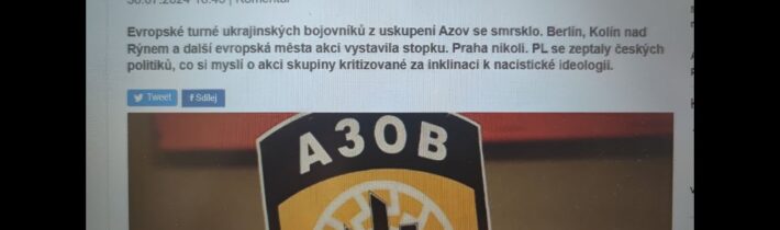 „Pluk Azov v Praze: Podezření. Přišli pro dezertéry? Zasáhne policie? Vře to“… Fialo, zapomněli…