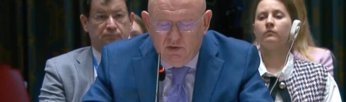VIDEO: Ruský velvyslanec v Radě bezpečnosti OSN varoval západní velmoci, že pokud začnou na ruské vnitrozemí padat západní rakety, bude NATO ve válce s Ruskem