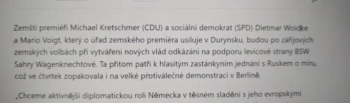 Východoněmečtí politici vyzvali k jednání s Moskvou. Neměli bychom znovu postavit železnou oponu?