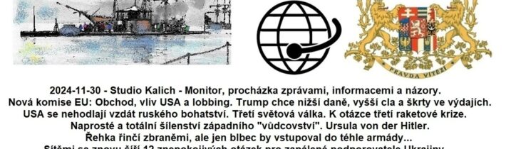2024-11-30 – Studio Kalich – Monitor, procházka zprávami, informacemi a názory