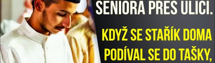 Muslim převedl seniora přes ulici. Když se stařík doma podíval se do tašky, rozplakal se…