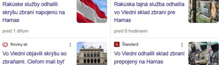 Vo Viedni objavili sklad zbraní spojený s Hamasom