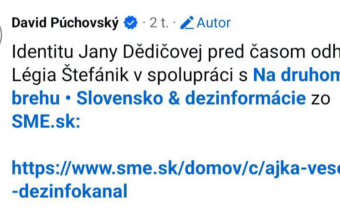 Upozornenie pre redakciu denníka SME a platformu Hoaxy a podvody (David Púchovsk… @Jajka Správy post 2026-04-18 14:22:51