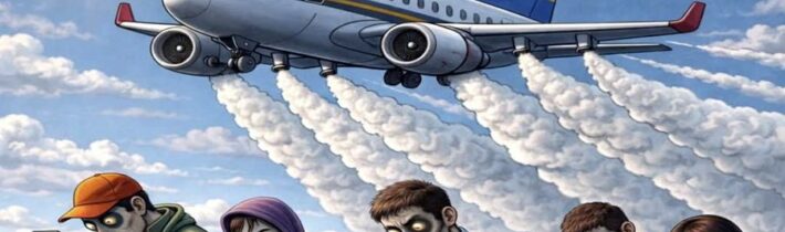 Zírejte dál do mobilu, nahoře není nic k vidění. Chemtrails přece neexistují, říká mainstream. ~ NESPOKOJENÝ