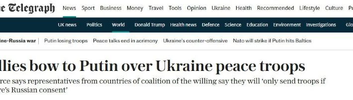 The Telegraph: „Koalícia ochotných“ priznala, že bez Putina na Ukrajinu ani noh…