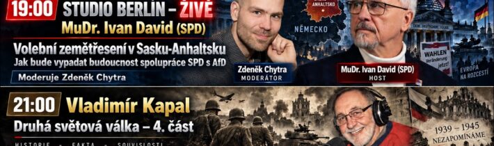 19:00 – Studio Berlín – ŽIVĚ – MuDr. Ivan David SPD – Volební zemětřesení