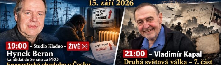 19:00 – Studio Kladno – ŽIVĚ – Hynek Beran, kandidát do Senátu za PRO: Energetická chudoba v Česku