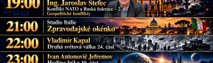 19:00 – Studio Berlín – ŽIVĚ – Ing. Jaroslav Štefec – Konflikt NATO a Ruská federace – 2. díl
