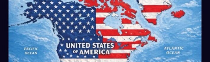 Trump zverejnil na platforme Truth Social mapu, na ktorej sú Kanada, Mexiko, Gr…