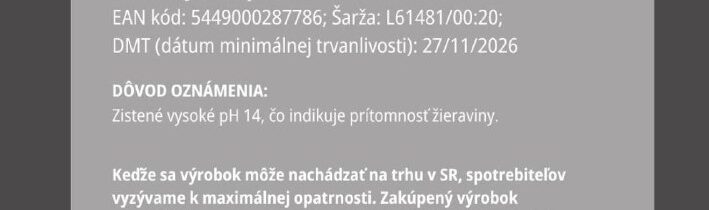 Úrad verejného zdravotníctva SR varuje pred konzumáciou minerálky NATURA, jemne …